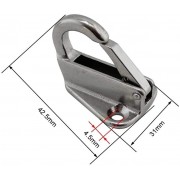 Sprung Fender Hook, Stainless Steel. 43mm